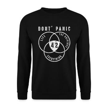 Pas de panique 42 réponse cadeau de l'univers - Sweat-shirt Unisexe - noir - Devant - Alina (178cm) & Michal (187cm)