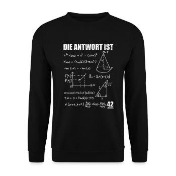 Die Antwort ist 42 - Unisex Pullover - Schwarz - Vorne - Alina (178cm) & Michal (187cm)
