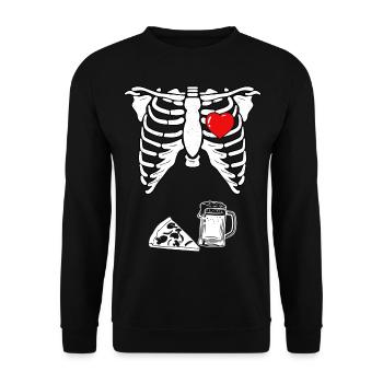 Skeleton Pregnancy Pizza Beer Xray - Unisex Pullover - Schwarz - Vorne - Alina (178cm) & Michal (187cm)