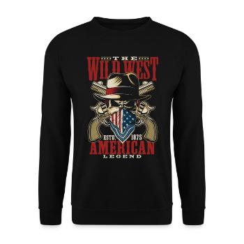 Wild West Cowboy Geschenk - Unisex Pullover - Schwarz - Vorne - Alina (178cm) & Michal (187cm)