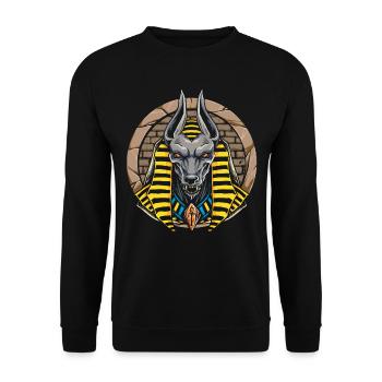 Anubis Ägyptisch Gott Gottheit Ägypten Geschenk - Unisex Pullover - Schwarz - Vorne - Alina (178cm) & Michal (187cm)
