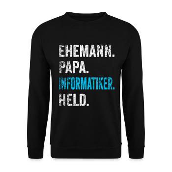 Informatiker Papa Vater Informatik Vatertag Retro - Unisex Pullover - Schwarz - Vorne - Alina (178cm) & Michal (187cm)