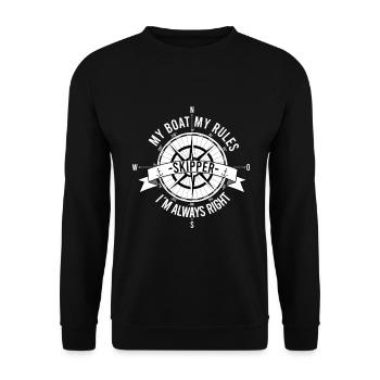 Mon bateau mes règles! j'ai toujours raison! Skipper - Sweat-shirt Unisexe - noir - Devant - Alina (178cm) & Michal (187cm)