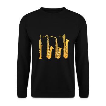 Saxophone Familie Geschenkidee - Unisex Pullover - Schwarz - Vorne - Alina (178cm) & Michal (187cm)