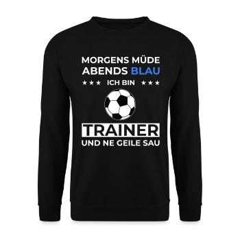 Coach Trainer Geschenkidee Fußballtrainer Fußball - Unisex Pullover - Schwarz - Vorne - Alina (178cm) & Michal (187cm)