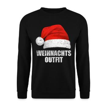 Weihnachts Outfit Weihnachten Weihnachtsmann Mütze - Unisex Pullover - Schwarz - Vorne - Alina (178cm) & Michal (187cm)