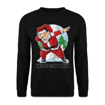 Dabbing Weihnachtsmann Weihnachten Geschenkidee - Unisex Pullover - Schwarz - Vorne - Alina (178cm) & Michal (187cm)