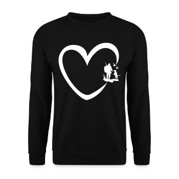 Hunt heart hunter gift hunting license hunting lodge - Unisex Sweatshirt - black - Front - Alina (178cm) & Michal (187cm)