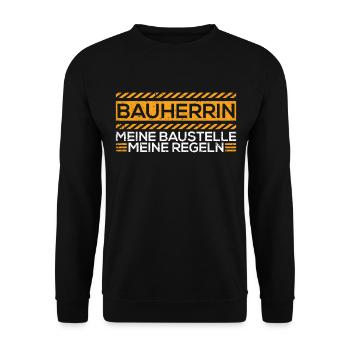 Bauherrin Geschenke - Unisex Pullover - Schwarz - Vorne - Alina (178cm) & Michal (187cm)