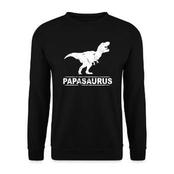 Papa Dino Papasaurus Vatertag Geschenk - Unisex Pullover - Schwarz - Vorne - Alina (178cm) & Michal (187cm)