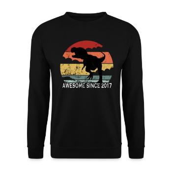 3. Geburtstag Kids Geburtsjahr 2017 Dinosaurier - Unisex Pullover - Schwarz - Vorne - Alina (178cm) & Michal (187cm)