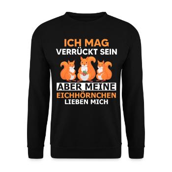Eichhörnchen Nagetier Eichhörnchenliebhaber Gesche - Unisex Pullover - Schwarz - Vorne - Alina (178cm) & Michal (187cm)