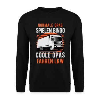 Lkw-Fahrer Berufskraftfahrer Opa Herren - Unisex Pullover - Schwarz - Vorne - Alina (178cm) & Michal (187cm)
