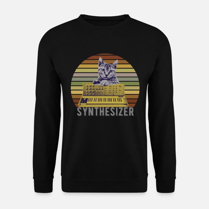 Vintage Synthesizer für Katzen und Techno fans - Unisex Pullover - Schwarz