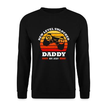 Gamer Papa Level up daddy Design für einen - Unisex Pullover - Schwarz - Vorne - Alina (178cm) & Michal (187cm)