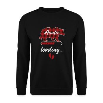 Auntie Bear Loading Schwangerschaft Tante Geburt - Unisex Pullover - Schwarz - Vorne - Alina (178cm) & Michal (187cm)
