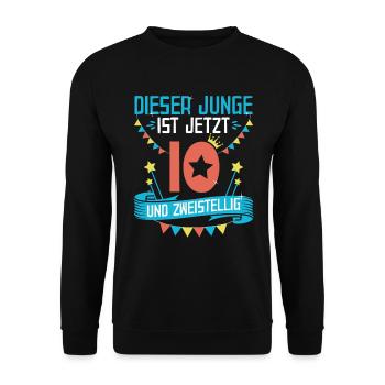 10 Geburtstag Geschenk Jungs | 10 Jahre - Unisex Pullover - Schwarz - Vorne - Alina (178cm) & Michal (187cm)