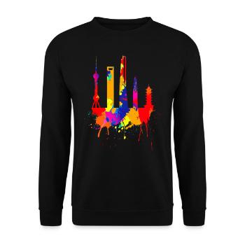 Shanghai Skyline Chine Couleurs Colorées Asie Amour - Sweat-shirt Unisexe - noir - Devant - Alina (178cm) & Michal (187cm)
