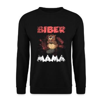 Biber Mama Mutter Muttertag Nagetier Geschenk - Unisex Pullover - Schwarz - Vorne - Alina (178cm) & Michal (187cm)