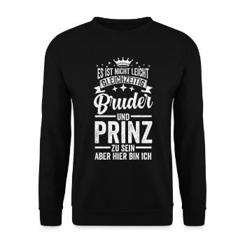 Bruder Geschwister Prinz Geschenk - Unisex Pullover - Schwarz - Vorne - Alina (178cm) & Michal (187cm)