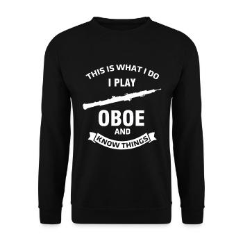 Oboe music oboist funny saying instrument musician - Unisex Sweatshirt - black - Front - Alina (178cm) & Michal (187cm)