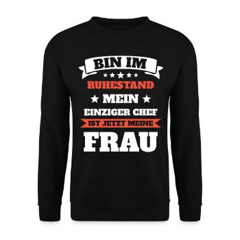 My boss is my wife's pension - Unisex Sweatshirt - black - Front - Alina (178cm) & Michal (187cm)