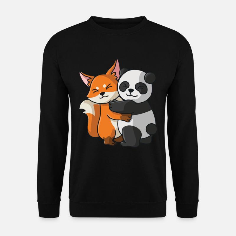 Fuchs mit Panda Liebe süßes niedliche Tiere - Unisex Pullover - Schwarz
