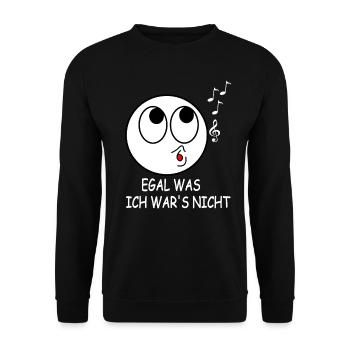 Meme Sprüche Musik Gesicht Notenschlüssel Geschenk - Unisex Pullover - Schwarz - Vorne - Alina (178cm) & Michal (187cm)