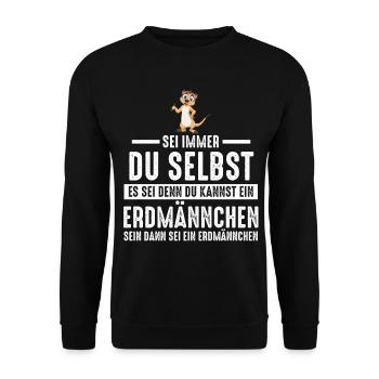 Erdmännchen Zootier Erdmännchenliebhaber Geschenk - Unisex Pullover - Schwarz - Vorne - Alina (178cm) & Michal (187cm)