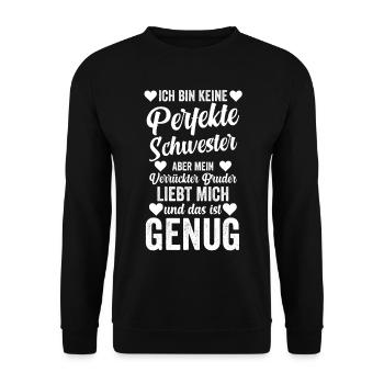 Schwester Geschwister Familie Geschenkidee - Unisex Pullover - Schwarz - Vorne - Alina (178cm) & Michal (187cm)