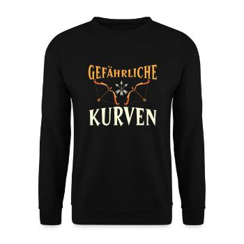 Bogenschießen Designs für Bogenschützen - Unisex Pullover - Schwarz - Vorne - Alina (178cm) & Michal (187cm)