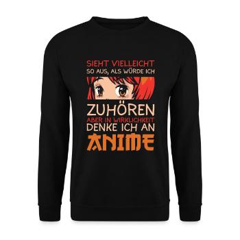 Lustiges Anime Sprüche Geschenk - Unisex Pullover - Schwarz - Vorne - Alina (178cm) & Michal (187cm)