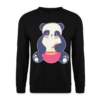 Panda Pandabär Isst niedliche Tiere - Unisex Pullover - Schwarz - Vorne - Alina (178cm) & Michal (187cm)