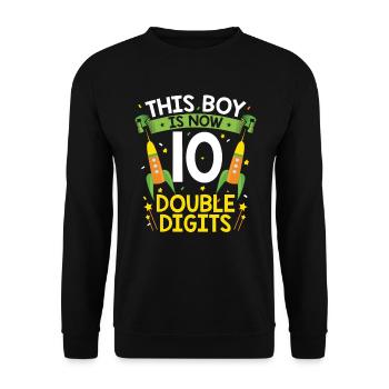 10 Geburtstag Jungs 10 Jahre Geschenk - Unisex Pullover - Schwarz - Vorne - Alina (178cm) & Michal (187cm)