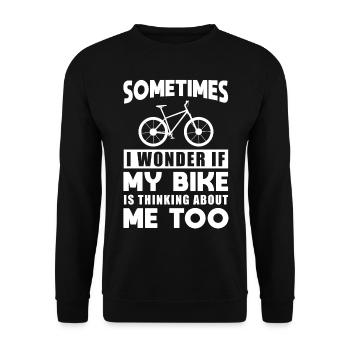 Parfois, je me demande si mon vélo pense à moi - Sweat-shirt Unisexe - noir - Devant - Alina (178cm) & Michal (187cm)