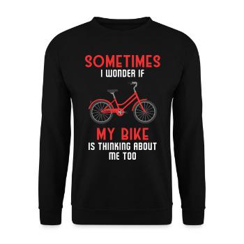 Parfois, je me demande si mon vélo pense à moi - Sweat-shirt Unisexe - noir - Devant - Alina (178cm) & Michal (187cm)