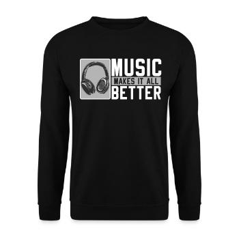 Musik Musiker Geschenke Musik Kopfhörher - Unisex Pullover - Schwarz - Vorne - Alina (178cm) & Michal (187cm)