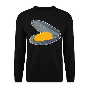 Muschel Miesmuschel Meeresfrüchte Muscheln essen - Unisex Pullover - Schwarz - Vorne - Alina (178cm) & Michal (187cm)