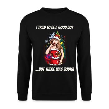 Lustiges Weihnachtsshirt Weihnachten Vodka Wodka - Unisex Pullover - Schwarz - Vorne - Alina (178cm) & Michal (187cm)