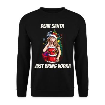 Lustiges Weihnachtsshirt Weihnachten Vodka Wodka - Unisex Pullover - Schwarz - Vorne - Alina (178cm) & Michal (187cm)