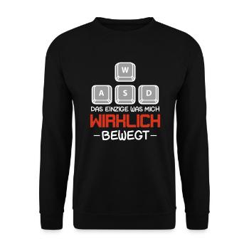 WASD Das Einzige was Mich Wirklich Bewegt - Unisex Pullover - Schwarz - Vorne - Alina (178cm) & Michal (187cm)