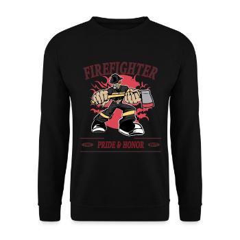 Firefighter Firefighter Rescuer - Unisex Sweatshirt - black - Front - Alina (178cm) & Michal (187cm)