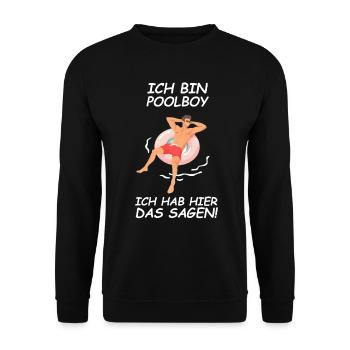 Poolboy Bademeister Rettungsschwimmer Lifeguard - Unisex Pullover - Schwarz - Vorne - Alina (178cm) & Michal (187cm)
