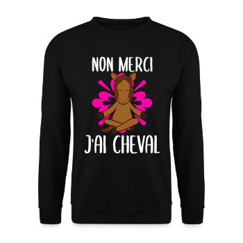 No Merci J'Ai Horse Cheval Équitation - Unisex Pullover - Schwarz - Vorne - Alina (178cm) & Michal (187cm)