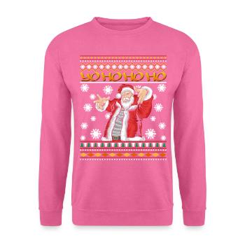 Ugly Christmas Hip Hop Rap Santa Yo Ho Ho Ho - Unisex Pullover - Pink - Vorne