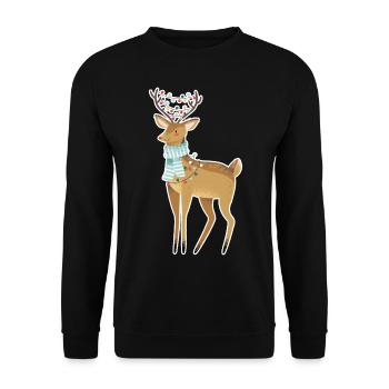 Christmas deer stag deer brown - Unisex Sweatshirt - black - Front - Alina (178cm) & Michal (187cm)