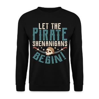Pirat tshirt Freibeuter Piratenbucht Säbel Skull - Unisex Pullover - Schwarz - Vorne - Alina (178cm) & Michal (187cm)