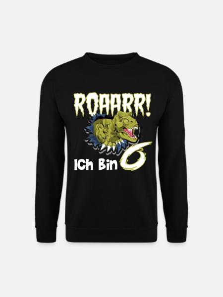 6. Geburtstag 6 Jahre Dino Saurier Dinosaurier - Unisex Pullover - Schwarz