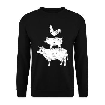 vache poulet poulet tour fermage ferme cadeau - Sweat-shirt Unisexe - noir - Devant - Alina (178cm) & Michal (187cm)
