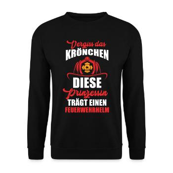 Feuerwehrfrau Feuerwehr Feuerwehrhelm Geschenk - Unisex Pullover - Schwarz - Vorne - Alina (178cm) & Michal (187cm)